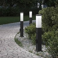 vidaXL Pollare med sensor och uttag 3 st 50 cm svart IP44