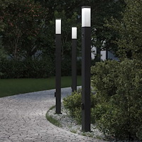 vidaXL Pollare med sensor och uttag 3 st 110 cm svart IP44