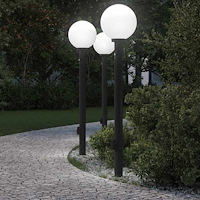 vidaXL Pollare med sensor och uttag 3 st 120 cm svart IP44
