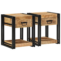 vidaXL Sängbord 2 st 40x40x50 cm massivt grovt trä mango