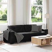 vidaXL 3-sitssoffa svart 220x78x80 cm sammet