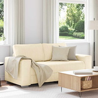 vidaXL Tvåsitssoffa krämfärgad 180x77x82 cm manchestertyg