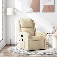 vidaXL Massagefåtölj krämfärgad tyg