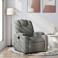 vidaXL Massagefåtölj mörkgrå tyg