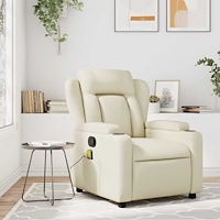 vidaXL Massagefåtölj krämfärgad konstläder