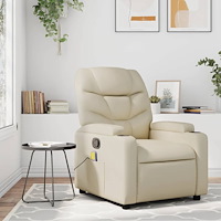 vidaXL Massagefåtölj krämfärgad konstläder