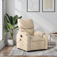 vidaXL Massagefåtölj krämfärgad tyg