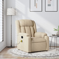 vidaXL Massagefåtölj krämfärgad tyg