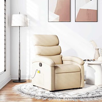 vidaXL Massagefåtölj krämfärgad tyg