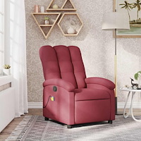 vidaXL Massagefåtölj vinröd tyg