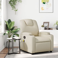 vidaXL Massagefåtölj krämfärgad konstläder