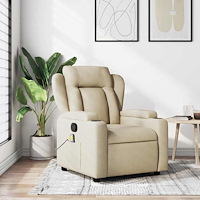 vidaXL Massagefåtölj krämfärgad tyg