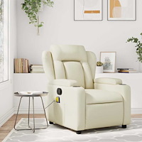 vidaXL Massagefåtölj krämfärgad konstläder