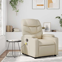 vidaXL Massagefåtölj krämfärgad konstläder