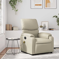 vidaXL Massagefåtölj krämfärgad konstläder