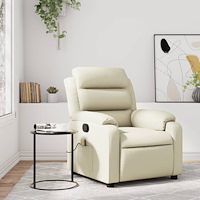 vidaXL Massagefåtölj krämfärgad konstläder