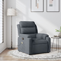 vidaXL Massagefåtölj mörkgrå sammet
