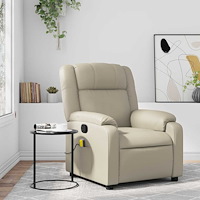 vidaXL Massagefåtölj krämfärgad konstläder