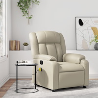 vidaXL Massagefåtölj krämfärgad konstläder