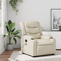 vidaXL Massagefåtölj krämfärgad konstläder