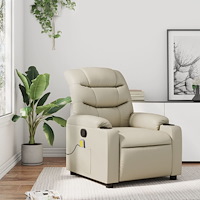 vidaXL Massagefåtölj krämfärgad konstläder