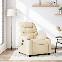 vidaXL Massagefåtölj krämfärgad tyg