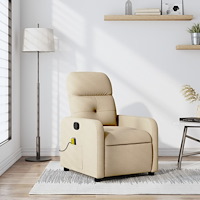 vidaXL Massagefåtölj krämfärgad tyg
