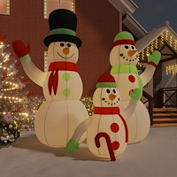 vidaXL Uppblåsbar snögubbefamilj med LED-lampor 500 cm