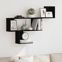 vidaXL Vägghylla svart ek 100x15x70 cm konstruerat trä
