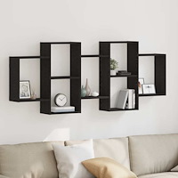 vidaXL Vägghylla svart ek 159x18x65 cm konstruerat trä