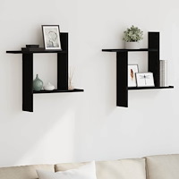 vidaXL Vägghyllor 2 st svart ek 50x12x50 cm konstruerat trä