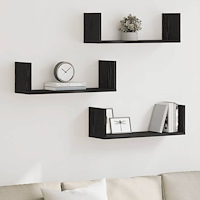 vidaXL Vägghyllor 3 st svart ek 58x18x18 cm konstruerat trä