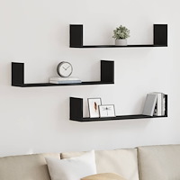 vidaXL Vägghyllor 3 st svart ek 80x18x18 cm konstruerat trä