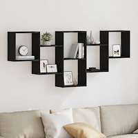 vidaXL Vägghylla svart ek 159x18x66 cm konstruerat trä