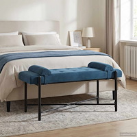 vidaXL Knappstoppad bänk med kuddar Blå 110 x 40 x 46 cm Sammet