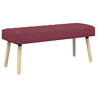 vidaXL Kanalstoppad Bänk Vinröd 110 x 40 x 46 cm Tyg