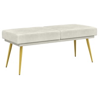 vidaXL Dubbel-lager bänk Gräddvit 120 x 45 x 46 cm Sammet