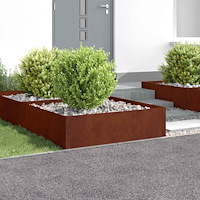vidaXL Kant för gräsmatta 4 pcs 100 x 100 x 35 cm Stål Rostig