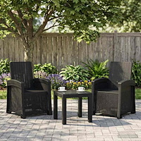 vidaXL Reclining gardenstol i rottinglook 2 pcs Antracit PP