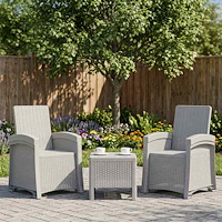 vidaXL Reclining gardenstol i rottinglook 2 pcs Vit PP