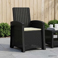 vidaXL Reclining gardenstol i rottinglook Antracit och gräddvit PP