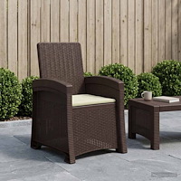 vidaXL Reclining gardenstol i rottinglook Brun och gräddvit PP