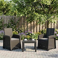 vidaXL Reclining gardenstol i rottinglook 2 pcs Antracit PP