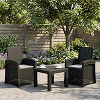 vidaXL Reclining gardenstol i rottinglook 2 pcs Antracit och Ljusgrå