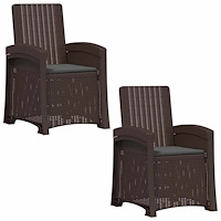 vidaXL Reclining gardenstol i rottinglook 2 pcs Brun och antracit PP