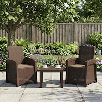 vidaXL Reclining gardenstol i rottinglook 2 pcs Brun och taupe PP