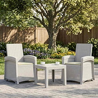 vidaXL Reclining gardenstol i rottinglook 2 pcs Vit och grädde PP