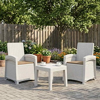 vidaXL Reclining gardenstol i rottinglook 2 pcs Vit och taupe PP