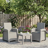 vidaXL Reclining gardenstol i rottinglook 2 pcs Vit och ljusgrå PP