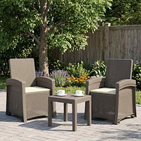 vidaXL Reclining gardenstol i rottinglook 2 pcs Ljusgrå och Gräddvit